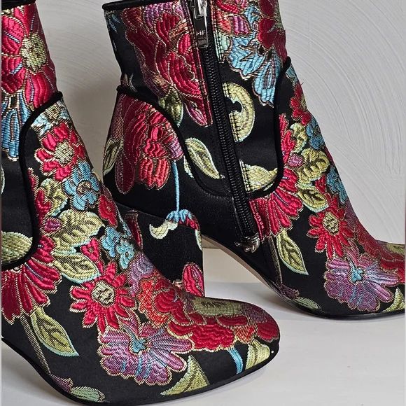 Marc Fisher Floral Embroidered Ankle Boots - Black and Multicolor - Picture 5 of 14